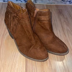 Brown Fringe Heeled Boots